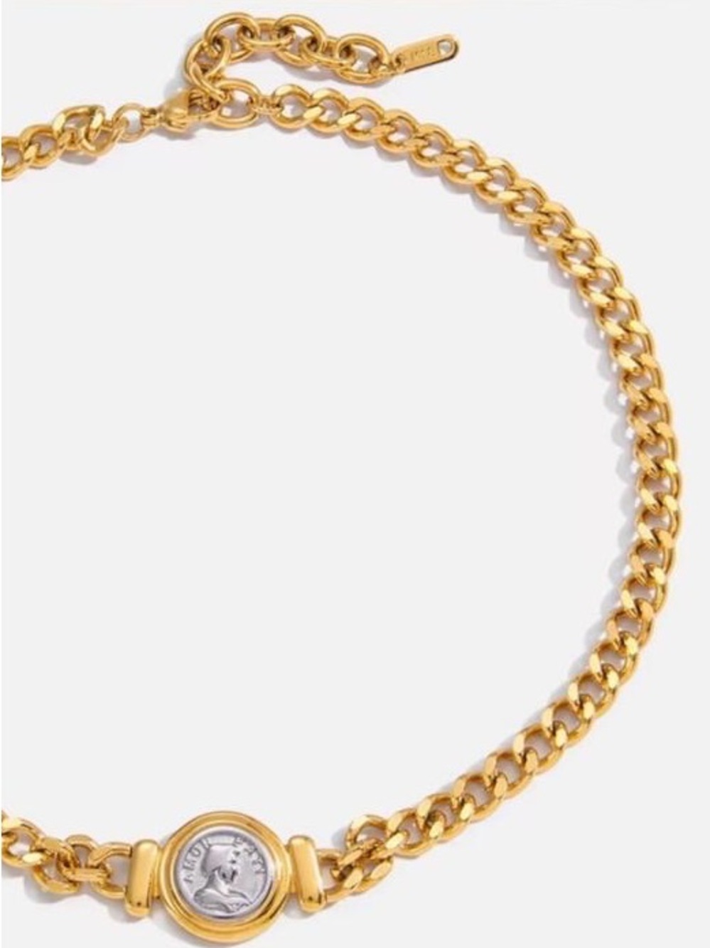 Gold Chain Necklace with Silver Medallion